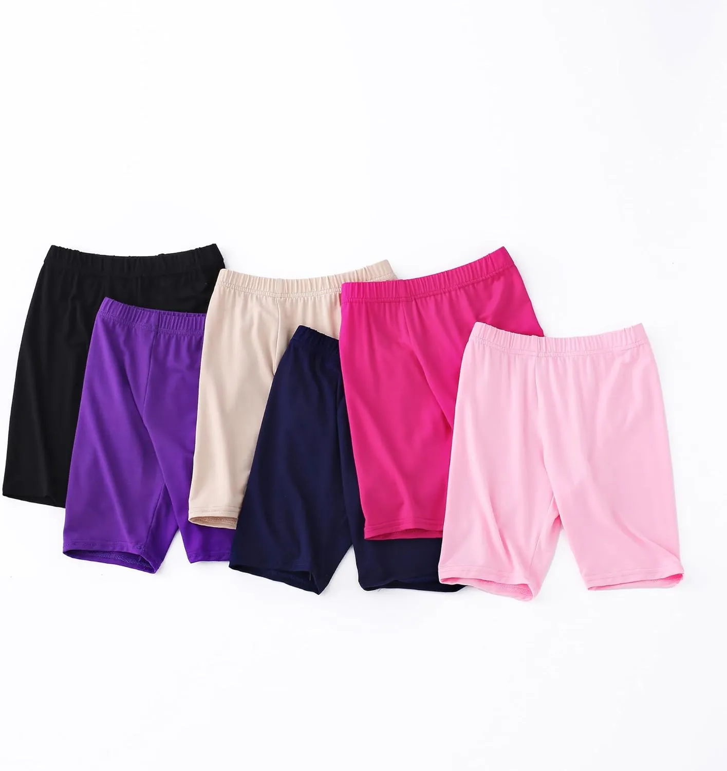 6-Pack Girls' Compression Spandex Shorts for 4-12-Year-Olds | Athletic Wear for Gym, Dance, Yoga, Volleyball & Bike Riding