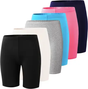 6-Pack Girls' Compression Spandex Shorts for 4-12-Year-Olds | Athletic Wear for Gym, Dance, Yoga, Volleyball & Bike Riding