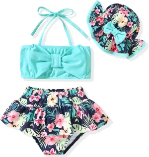 Aalizzwell Baby Girl 2-Piece Bikini Swimsuit with Hat