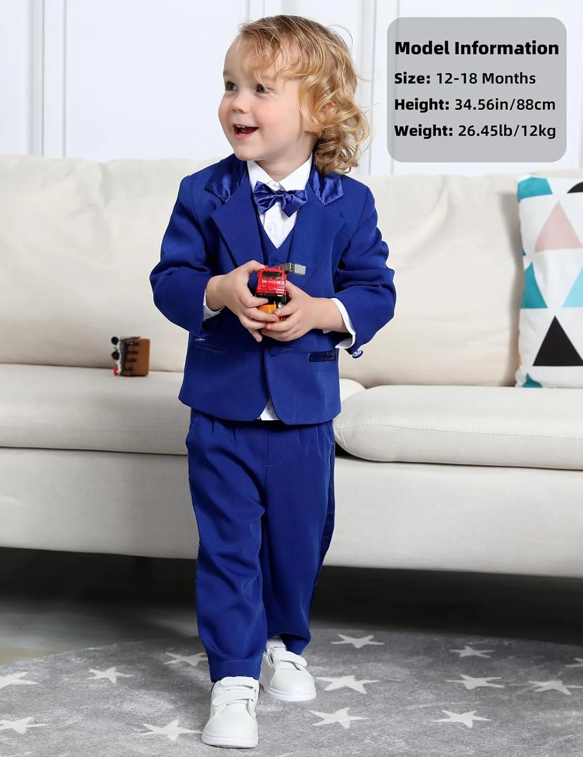 A&J DESIGN Baby Tuxedo 5-Piece Set Jacket & Shirt & Vest & Pants & Bowtie 6 Months - 3T