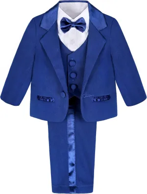 A&J DESIGN Baby Tuxedo 5-Piece Set Jacket & Shirt & Vest & Pants & Bowtie 6 Months - 3T