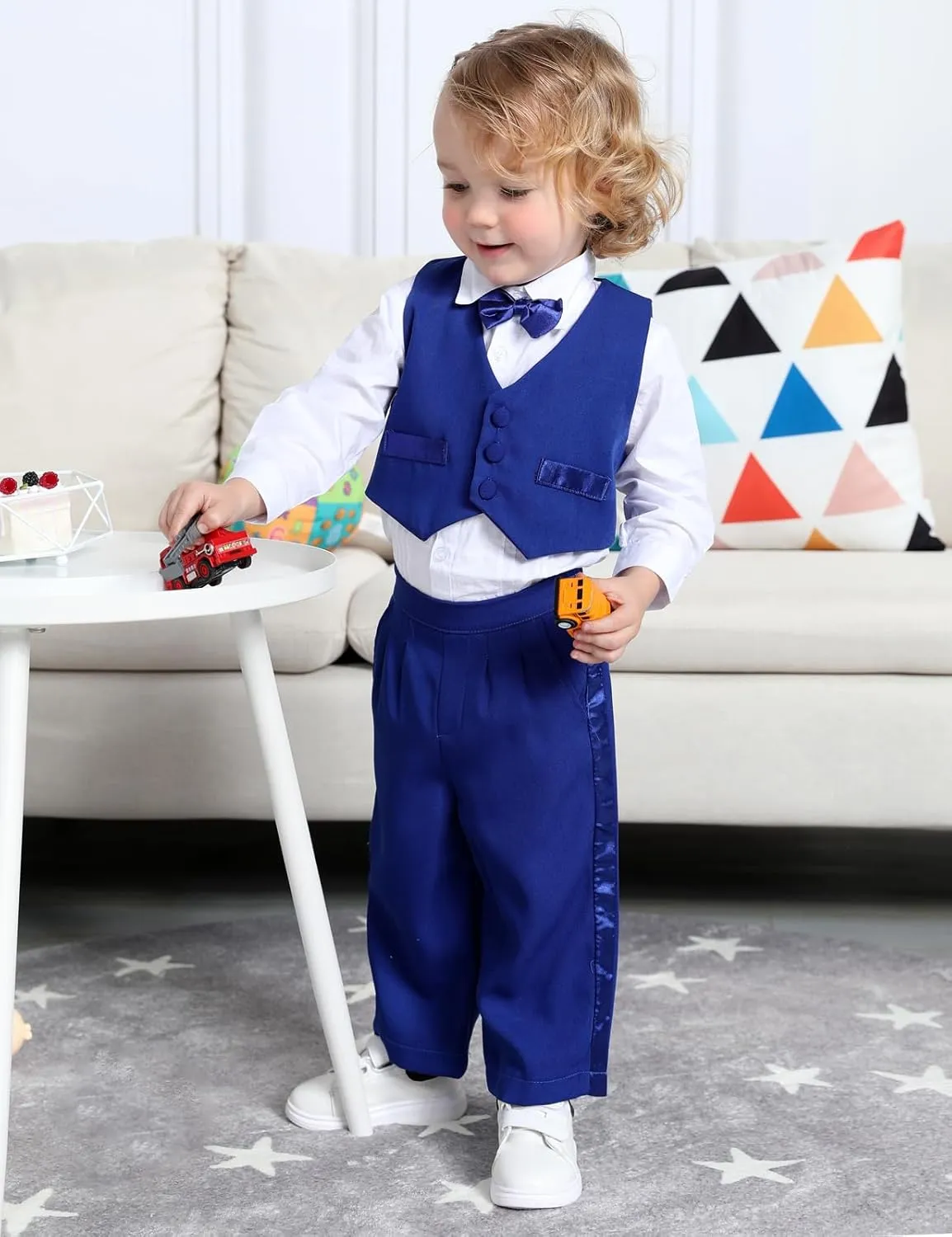 A&J DESIGN Baby Tuxedo 5-Piece Set Jacket & Shirt & Vest & Pants & Bowtie 6 Months - 3T