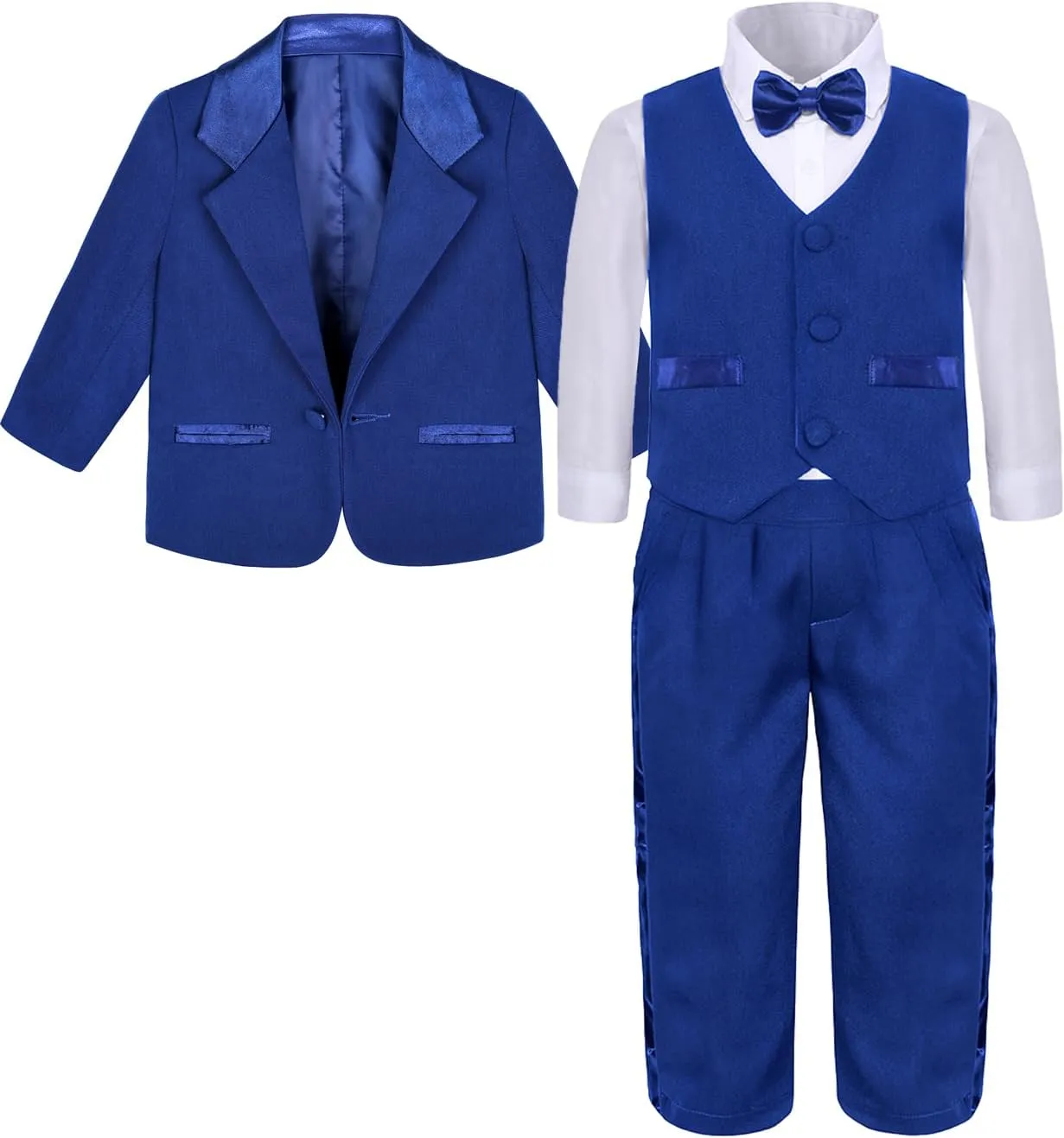 A&J DESIGN Baby Tuxedo 5-Piece Set Jacket & Shirt & Vest & Pants & Bowtie 6 Months - 3T