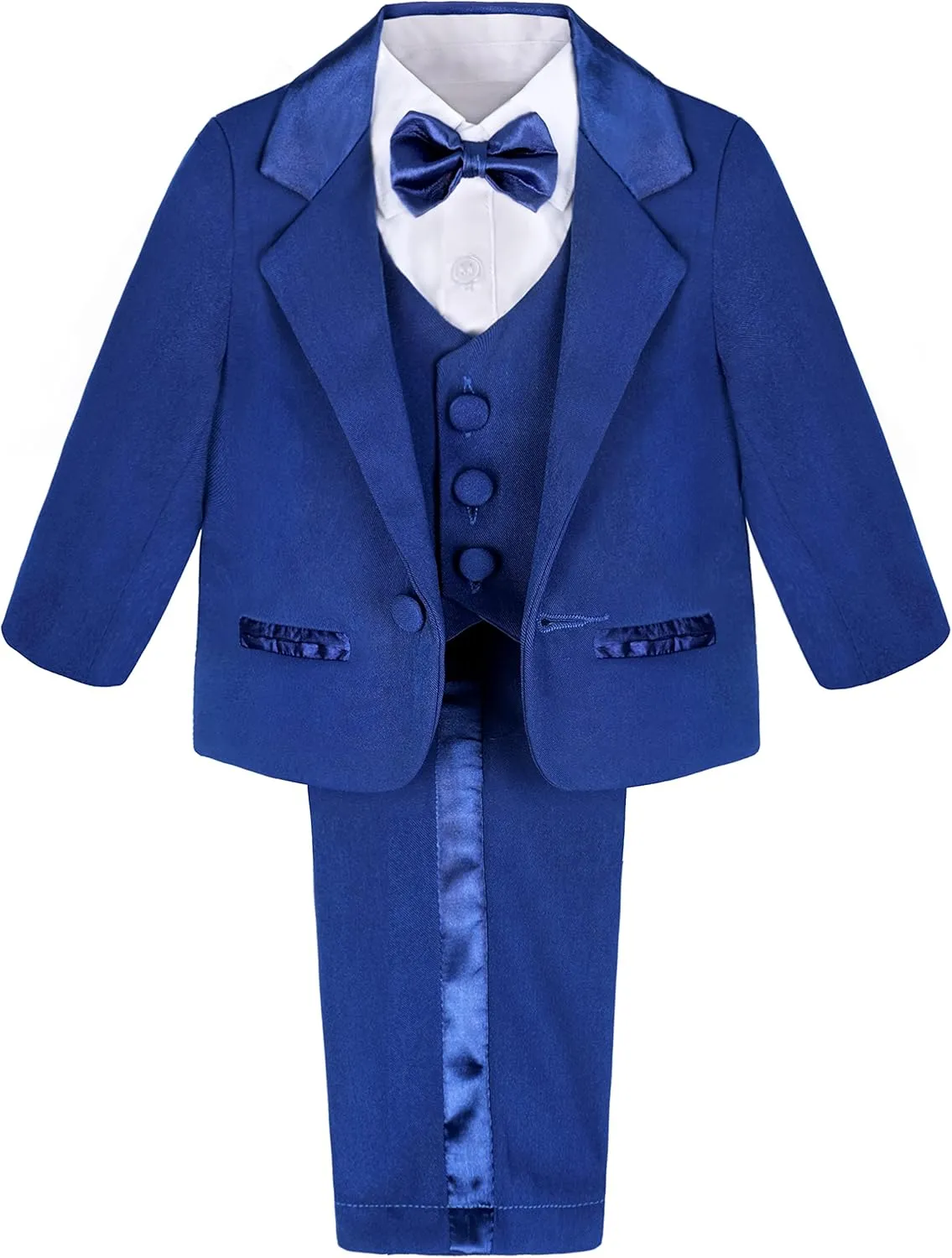 A&J DESIGN Baby Tuxedo 5-Piece Set Jacket & Shirt & Vest & Pants & Bowtie 6 Months - 3T