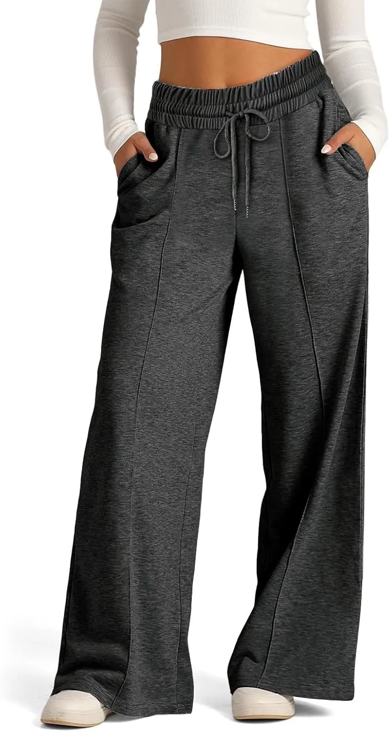 AIFARLD Wide Leg Sweatpants Women Baggy Sweat Pants Drawstring Athletic Joggers with Pockets High Waisted Loose