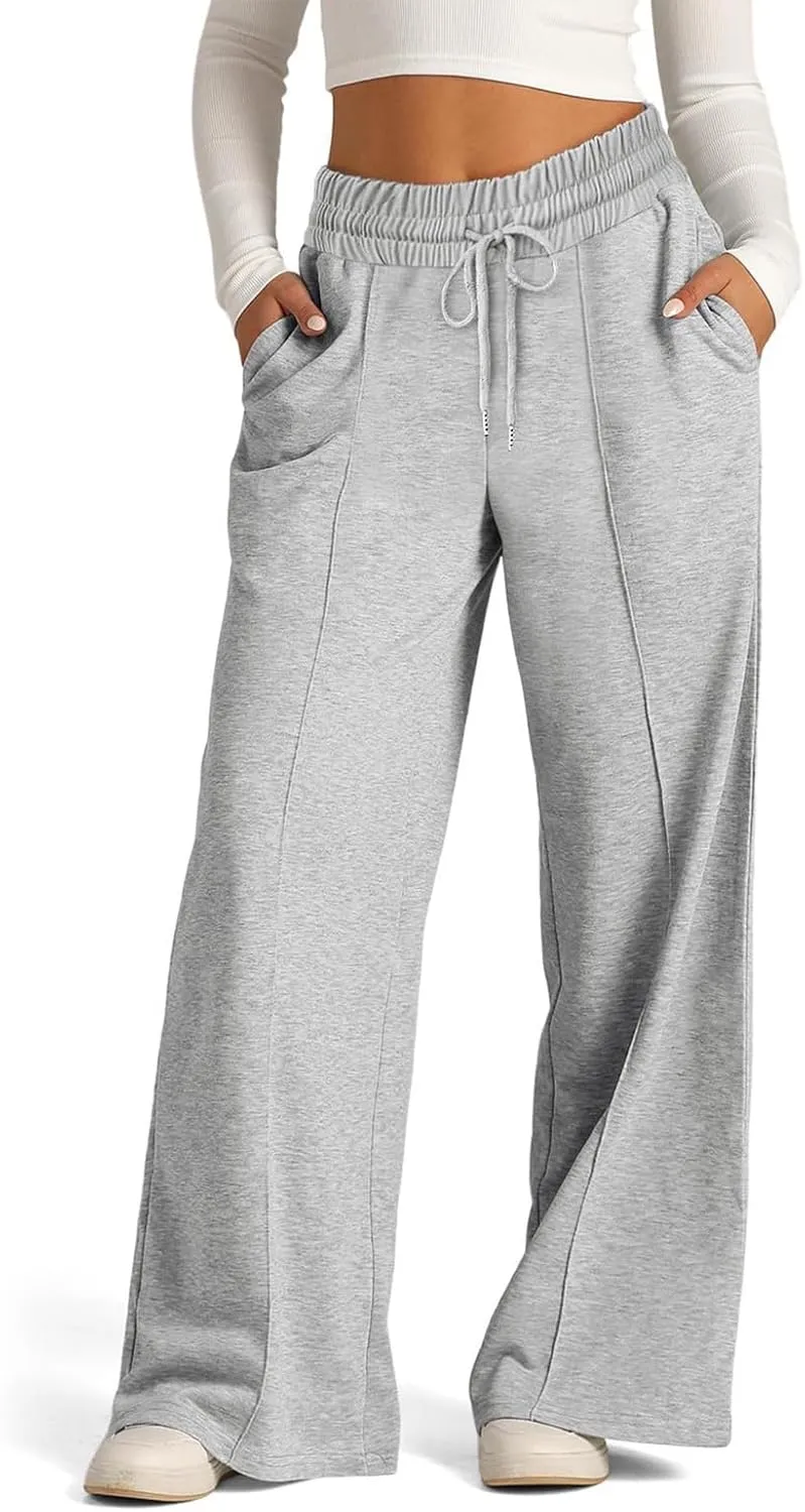AIFARLD Wide Leg Sweatpants Women Baggy Sweat Pants Drawstring Athletic Joggers with Pockets High Waisted Loose