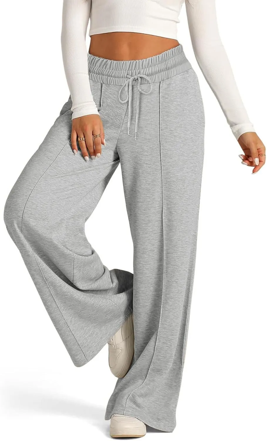 AIFARLD Wide Leg Sweatpants Women Baggy Sweat Pants Drawstring Athletic Joggers with Pockets High Waisted Loose