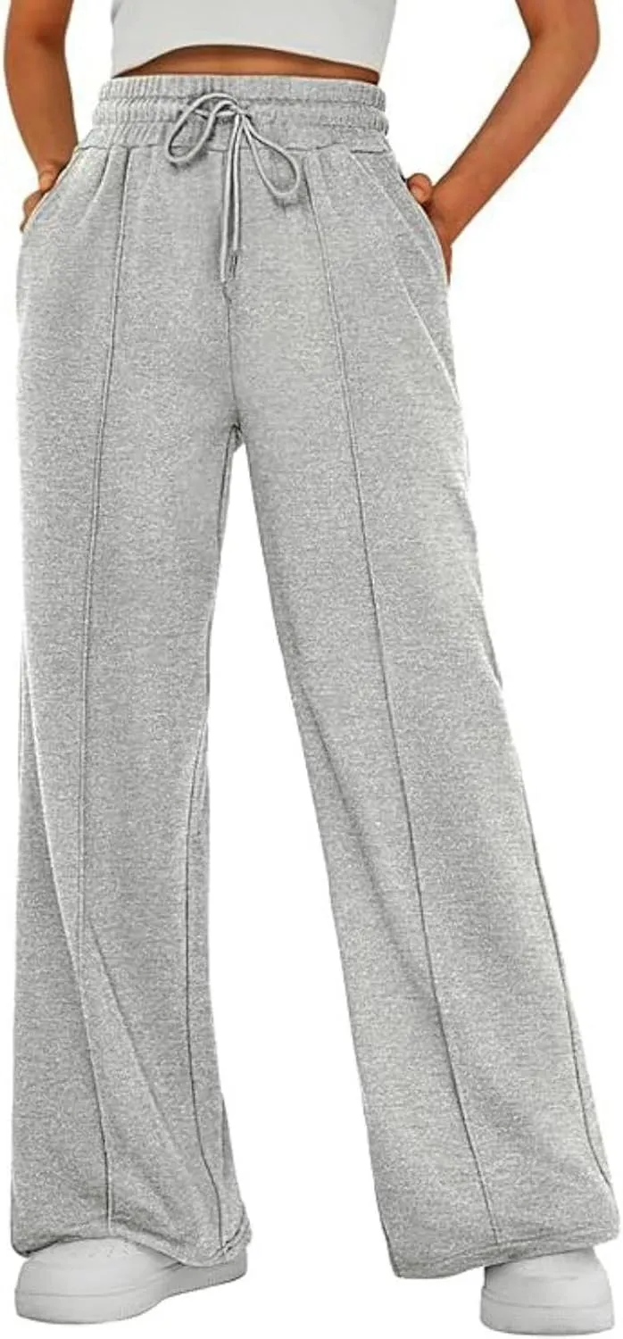 AIFARLD Wide Leg Sweatpants Women Baggy Sweat Pants Drawstring Athletic Joggers with Pockets High Waisted Loose