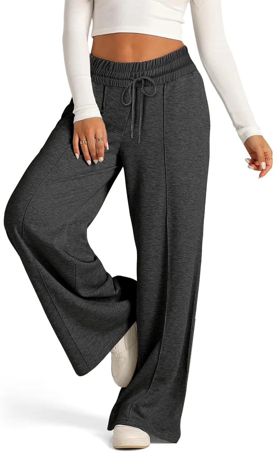 AIFARLD Wide Leg Sweatpants Women Baggy Sweat Pants Drawstring Athletic Joggers with Pockets High Waisted Loose