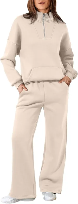 Aleumdr Womens 2 Piece Outfits Matching Sweat Sets Sweatsuit Tracksuit Zip up Sweatshirt and Sweatpants Lounge Sets