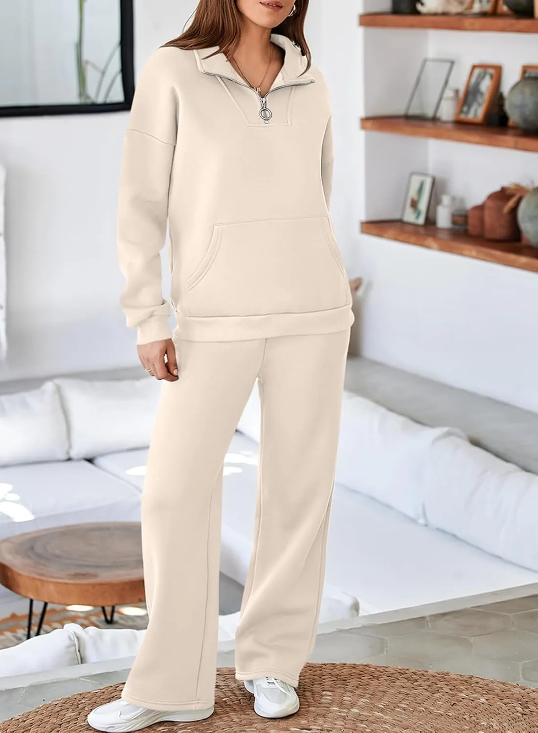 Aleumdr Womens 2 Piece Outfits Matching Sweat Sets Sweatsuit Tracksuit Zip up Sweatshirt and Sweatpants Lounge Sets