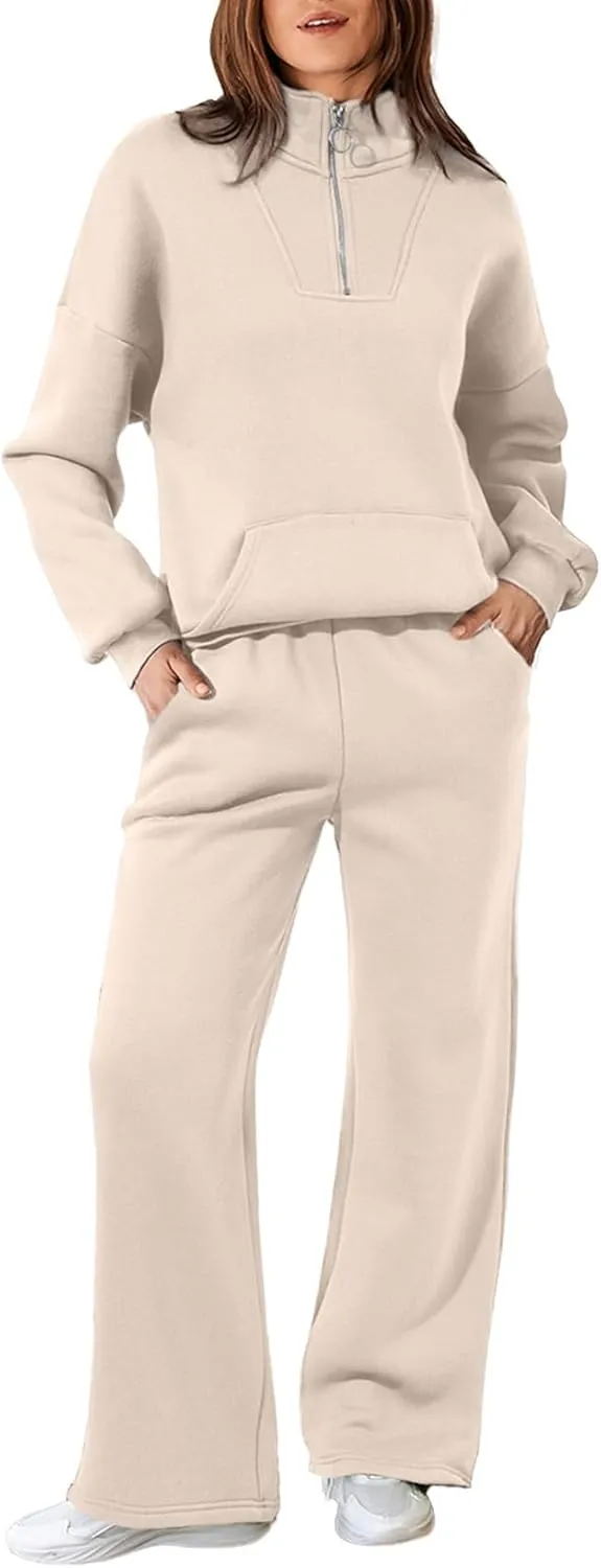 Aleumdr Womens 2 Piece Outfits Matching Sweat Sets Sweatsuit Tracksuit Zip up Sweatshirt and Sweatpants Lounge Sets