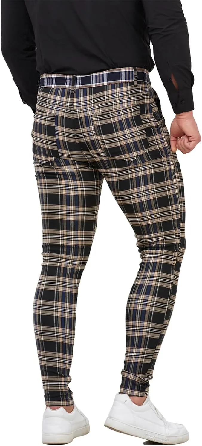 ALLELMS Mens Chinos Slim Fit Stretch Flat-Front Skinny Dress Pants