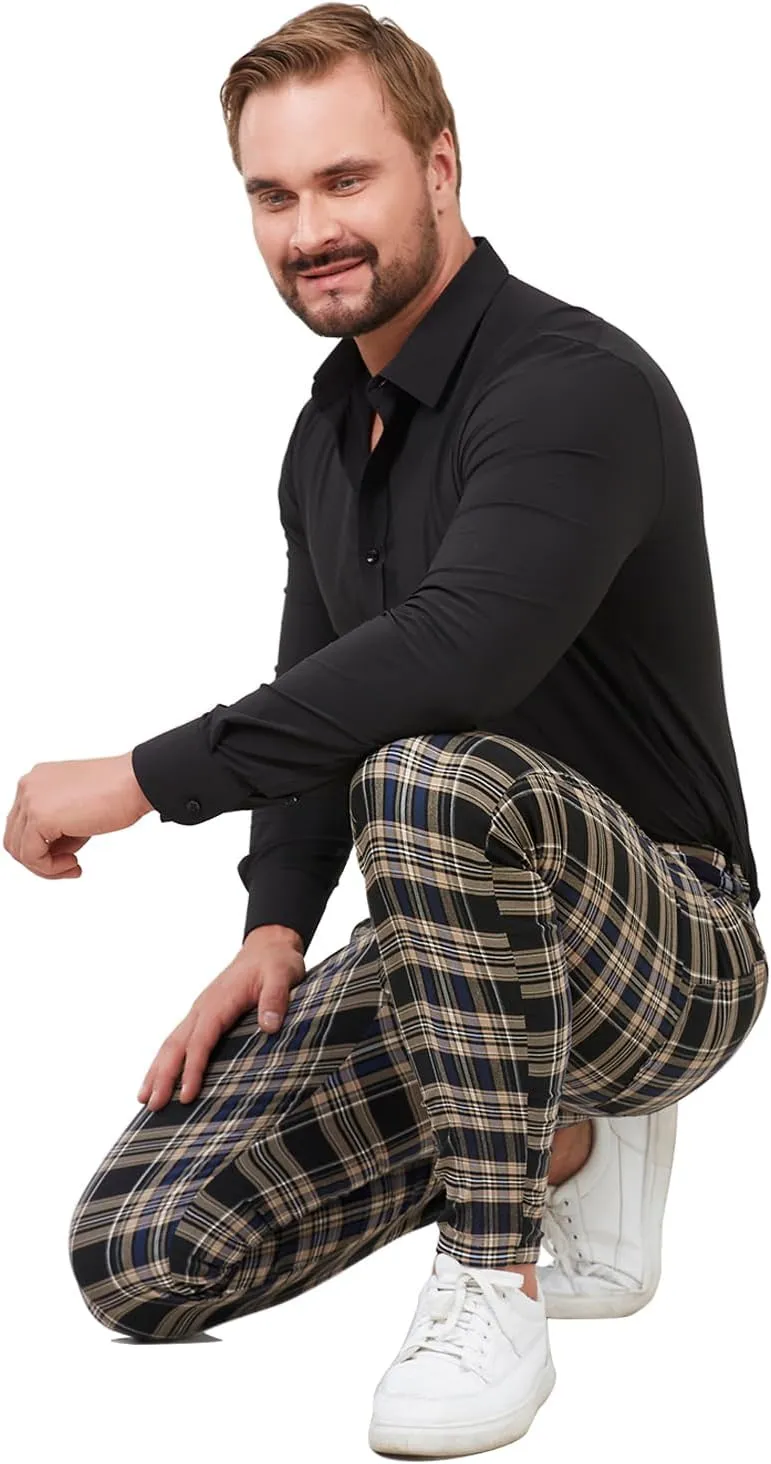 ALLELMS Mens Chinos Slim Fit Stretch Flat-Front Skinny Dress Pants