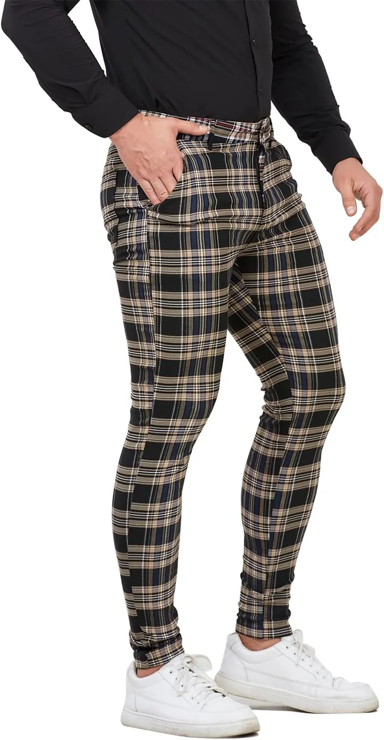 ALLELMS Mens Chinos Slim Fit Stretch Flat-Front Skinny Dress Pants
