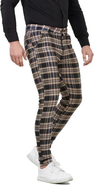ALLELMS Mens Chinos Slim Fit Stretch Flat-Front Skinny Dress Pants