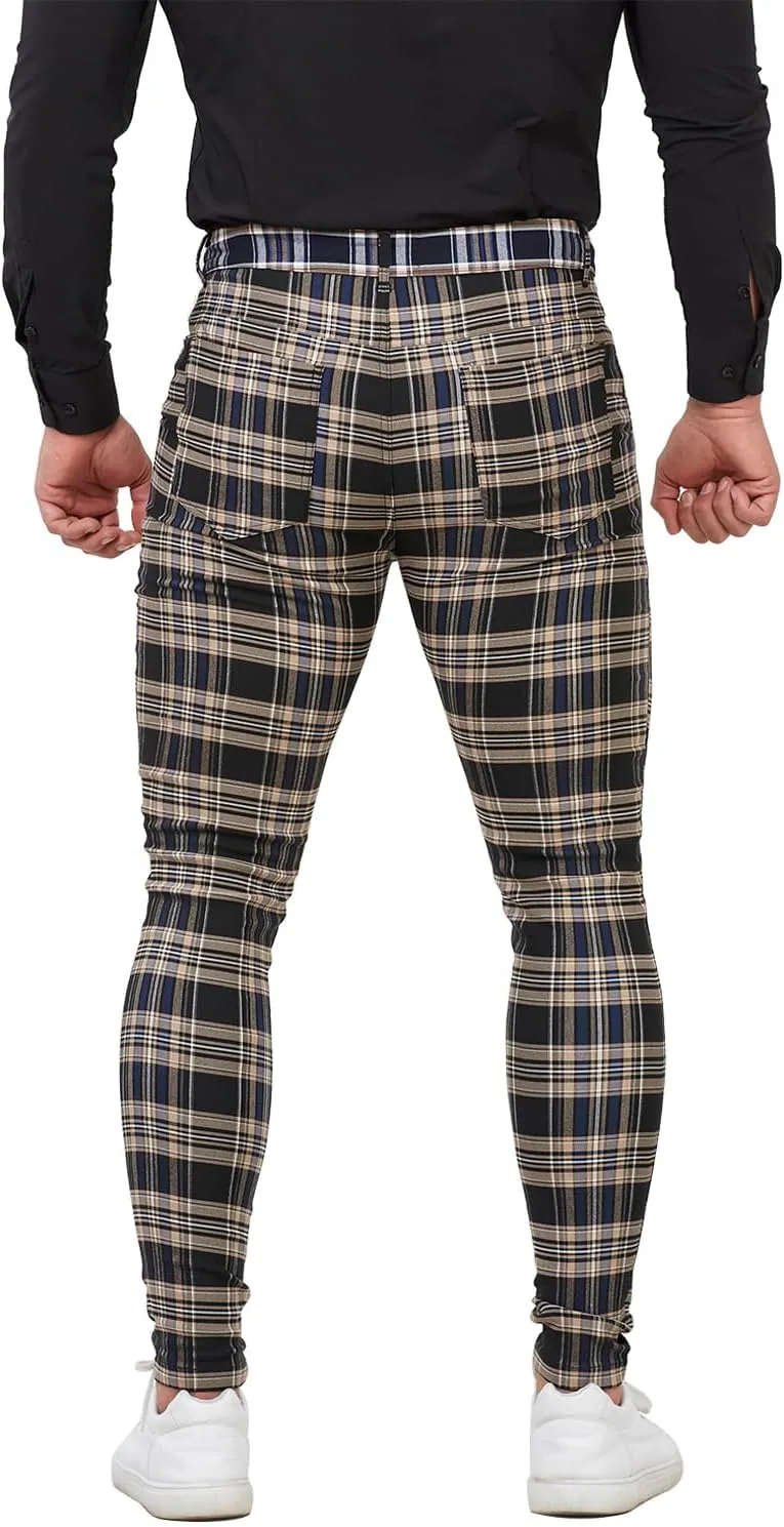 ALLELMS Mens Chinos Slim Fit Stretch Flat-Front Skinny Dress Pants