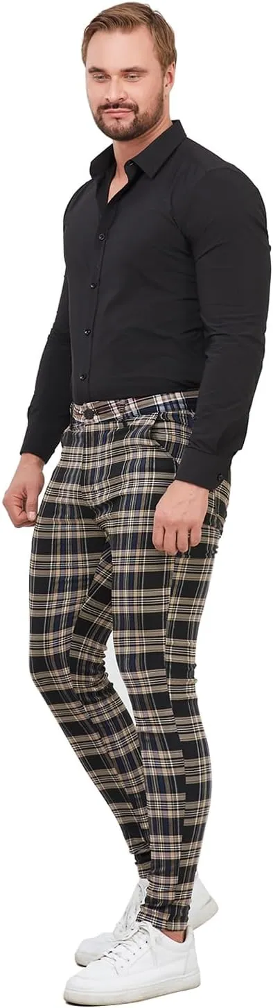 ALLELMS Mens Chinos Slim Fit Stretch Flat-Front Skinny Dress Pants