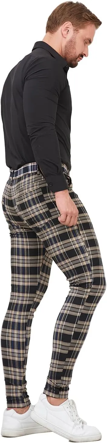 ALLELMS Mens Chinos Slim Fit Stretch Flat-Front Skinny Dress Pants
