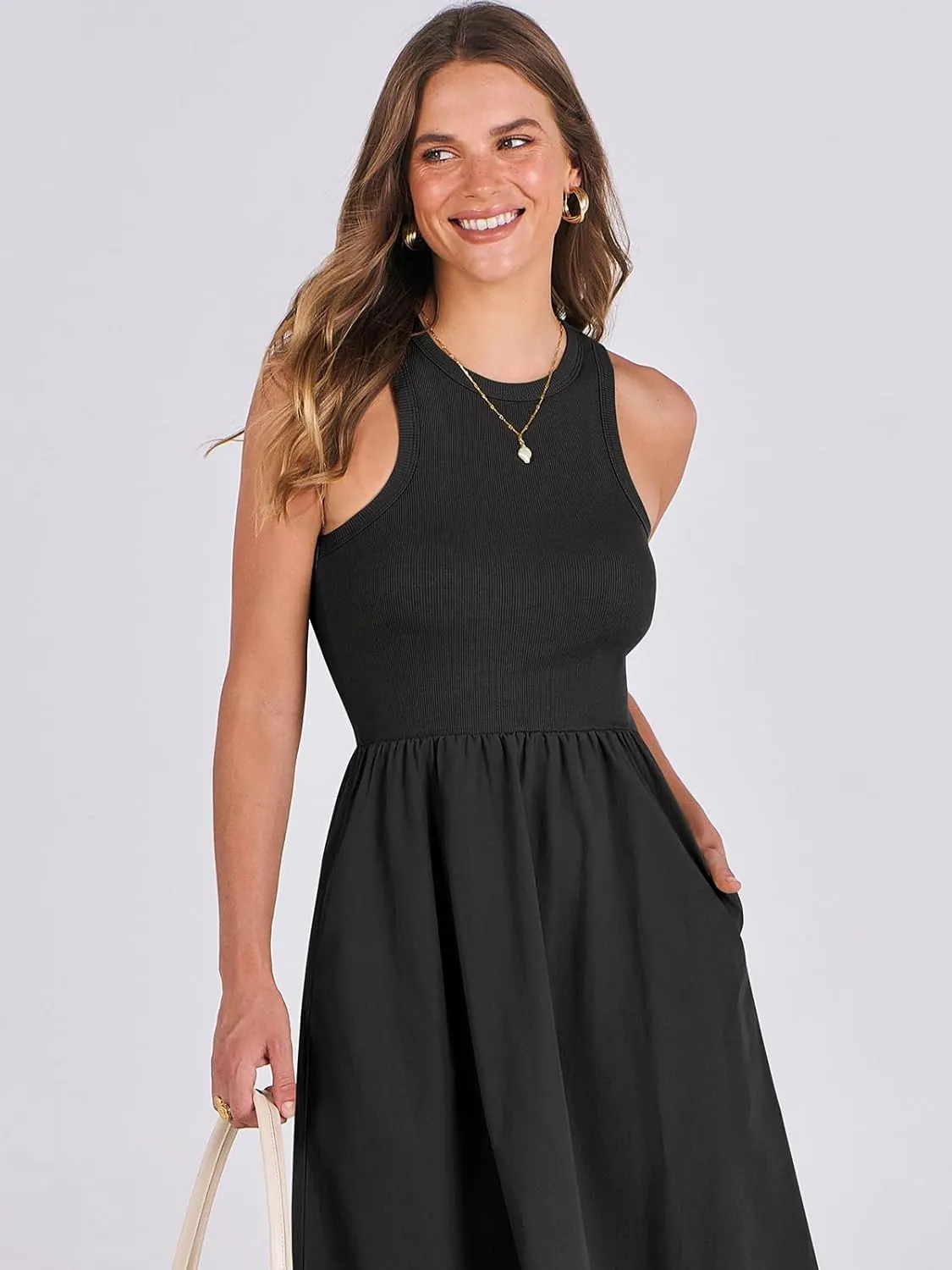 ANRABESS Womens 2025 Summer Casual Maxi Dress A line Tiered Flowy Short Sleeve Crewneck T Shirt Beach Travel Long Dresses