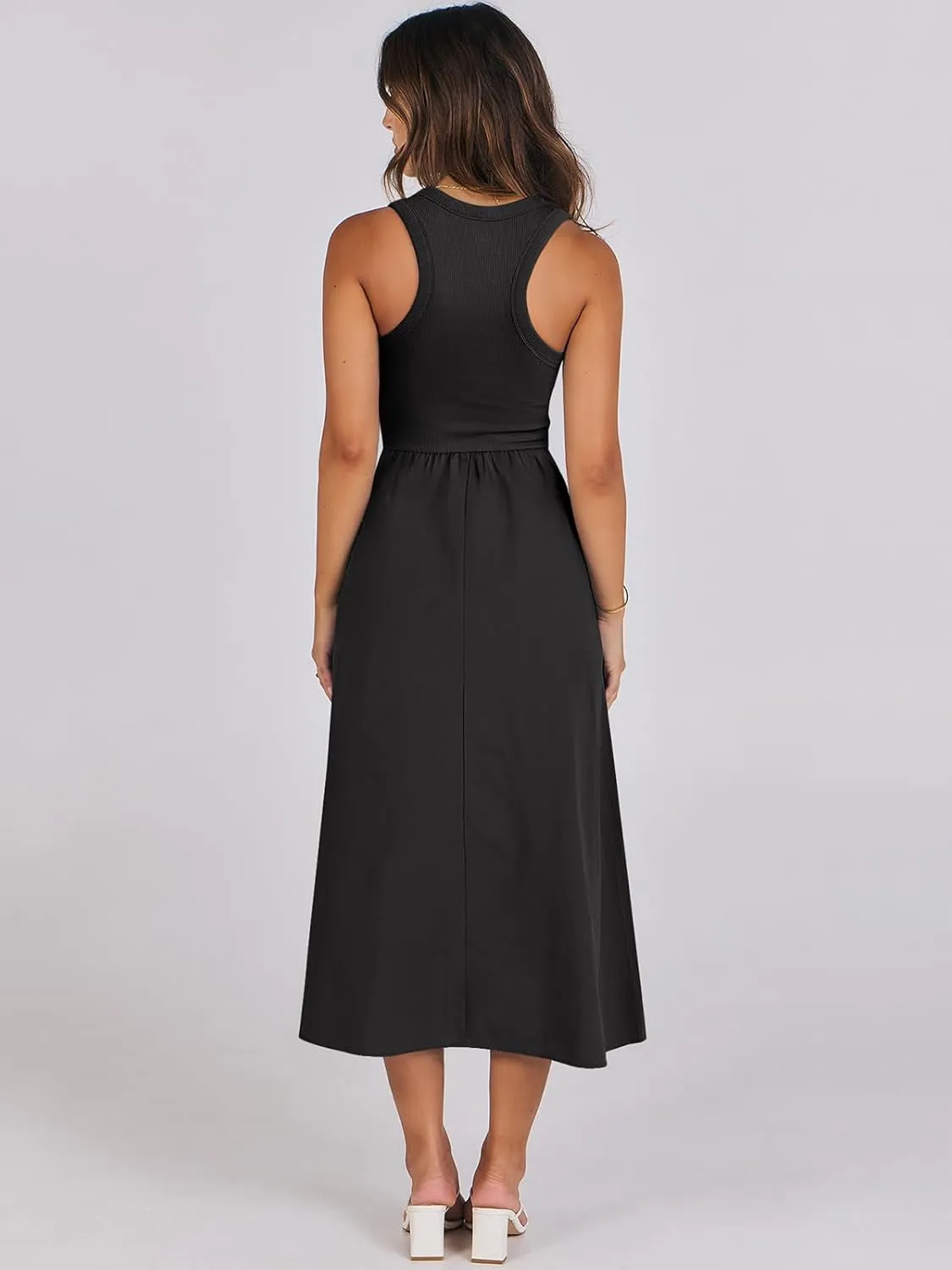 ANRABESS Womens 2025 Summer Casual Maxi Dress A line Tiered Flowy Short Sleeve Crewneck T Shirt Beach Travel Long Dresses
