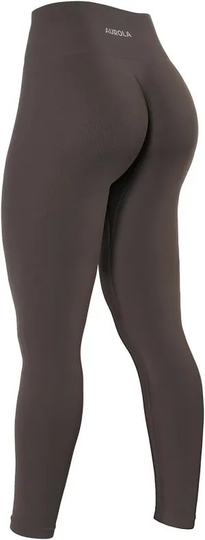 AUROLA Power Workout Leggings for Women Tummy Control Squat Proof Ribbed Thick Seamless Scrunch Active Pants