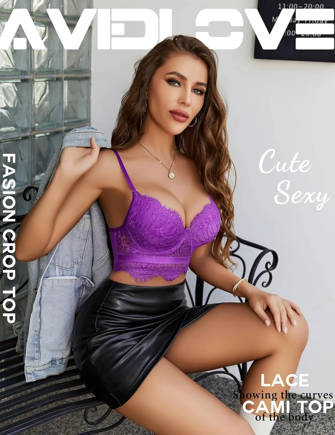 Avidlove Lace Bralettes for Women Y2k Strap Bustier Cami Top V Neck Camisole Lingerie