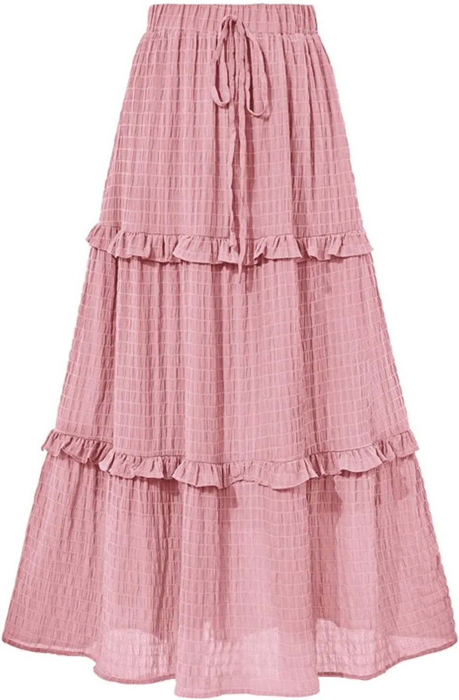 Awoscut Women's High Waist Pleated Maxi Skirts Summer A Line Flowy Swing Casual Long Bohemian Beach Skirt Dress