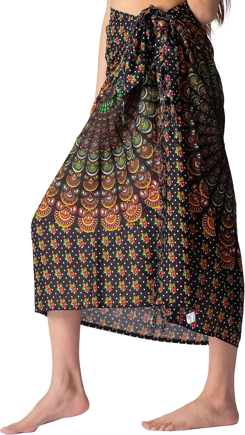 B BANGKOK PANTS Womens Boho Skirt Sarong Wrap Maxi Skirts Tie Up Waist Beach Cover Up