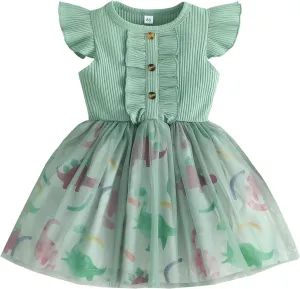 Baby Toddler Girls Fall Winter Long Sleeve Dress Floral Princess Casual Dress