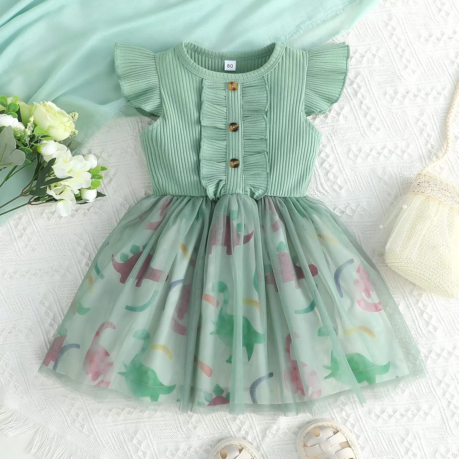 Baby Toddler Girls Fall Winter Long Sleeve Dress Floral Princess Casual Dress