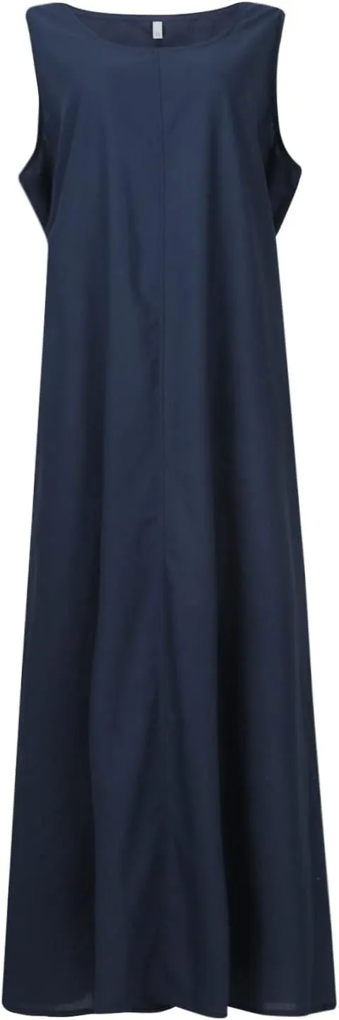 BAXLIMEK Maxi Dresses for Women,2023 Spring Summer Trendy Plain Cotton Linen Dress,Casual Boho Plus Size Beach Dress