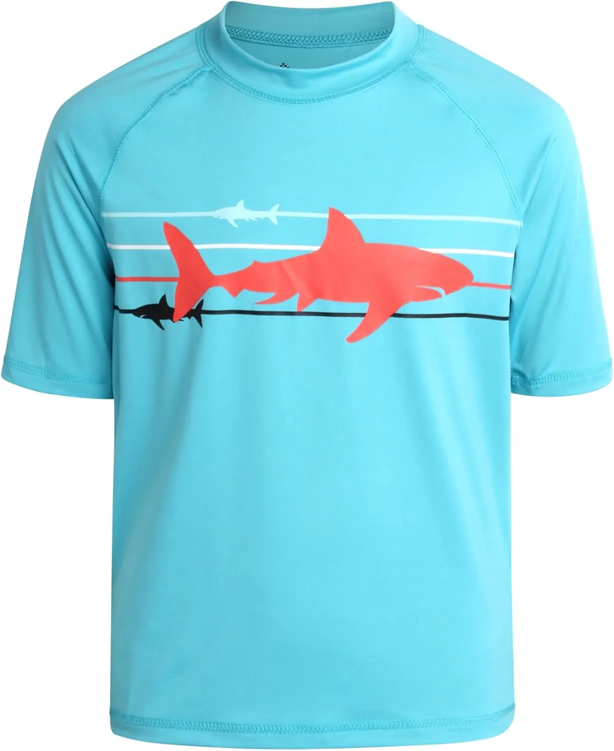 Big Chill Boys Rash Guard Set - 4 Piece UPF50  Sun Protection Quick Dry Short Sleeve Swim Shirt & Swim Trunks Set (Size 4-14)