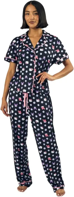 Bioworld Hello Kitty & Friends Character Heads Women's Polka Dot Sleep Shirt & Pants Set