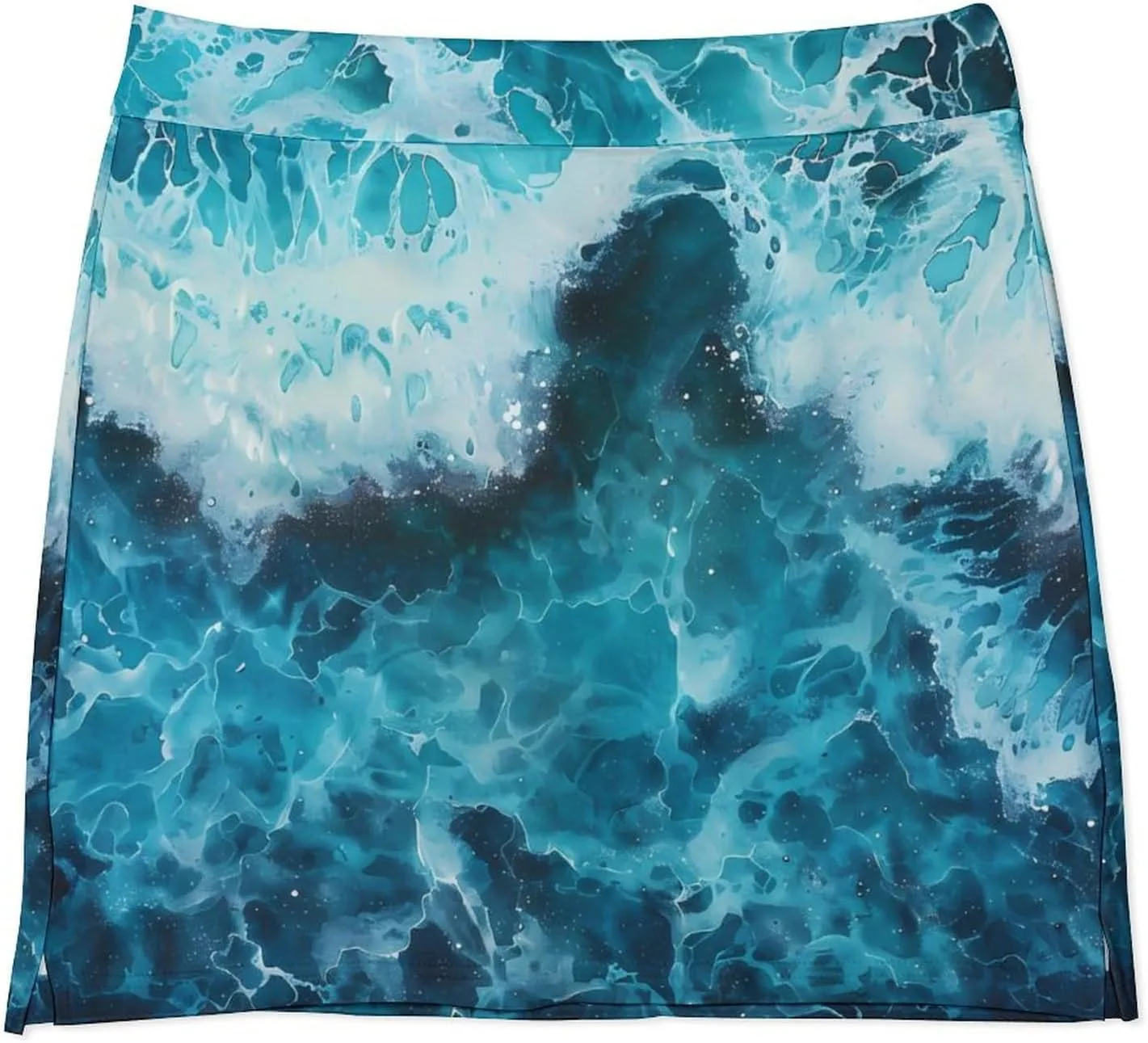 Blue Ocean Waves Women's Skort Athletic Skirt Golf Skorts A-line Skirts with Built-in Shorts Pockets