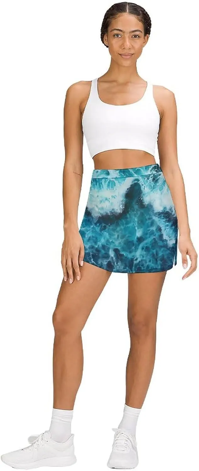 Blue Ocean Waves Women's Skort Athletic Skirt Golf Skorts A-line Skirts with Built-in Shorts Pockets