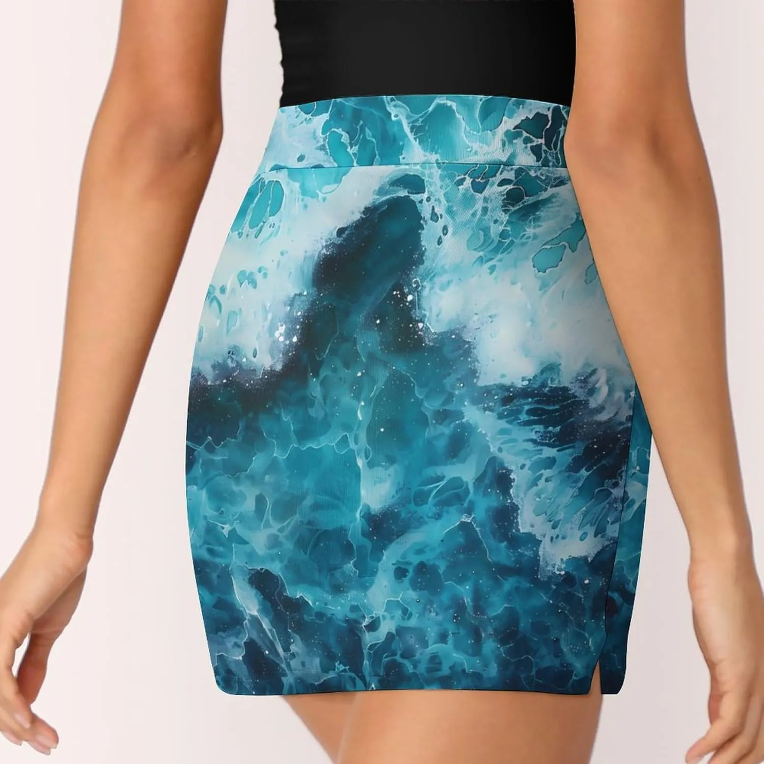 Blue Ocean Waves Women's Skort Athletic Skirt Golf Skorts A-line Skirts with Built-in Shorts Pockets