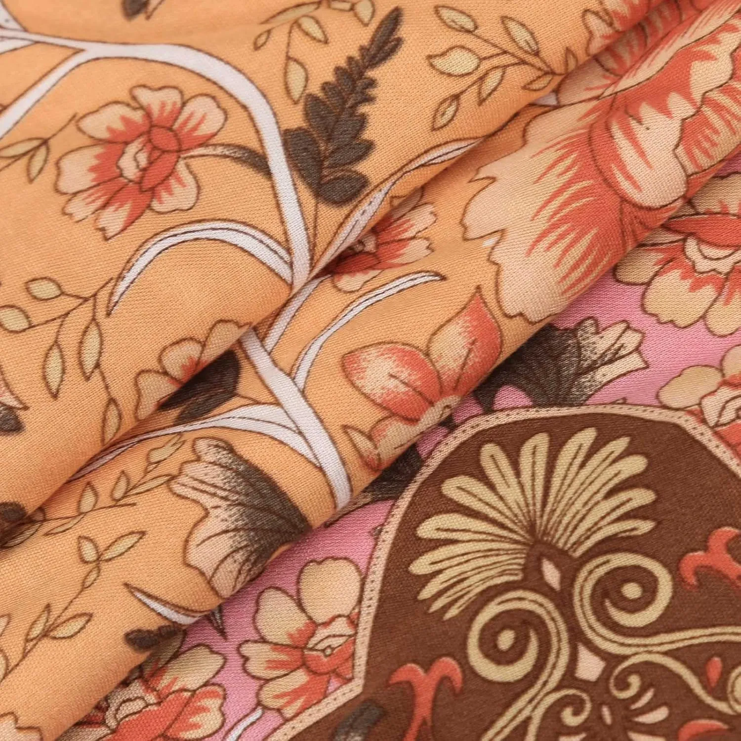 Boho Dresses for Women 2024 Summer Fashion 3/4 Sleeve V Neck Beach Sundress Casual Ruffle Floral Mini Dress