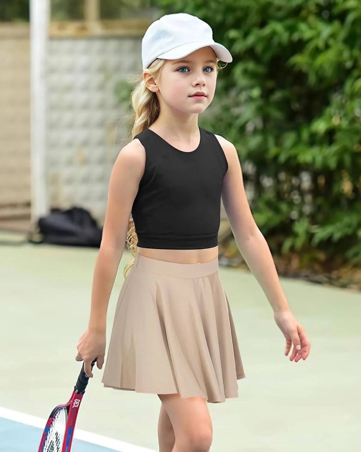 BOOPH Kids Girls Skirt Casual Mini Flare Plain Pleated Stretch Waist Skater Uniform Skirts