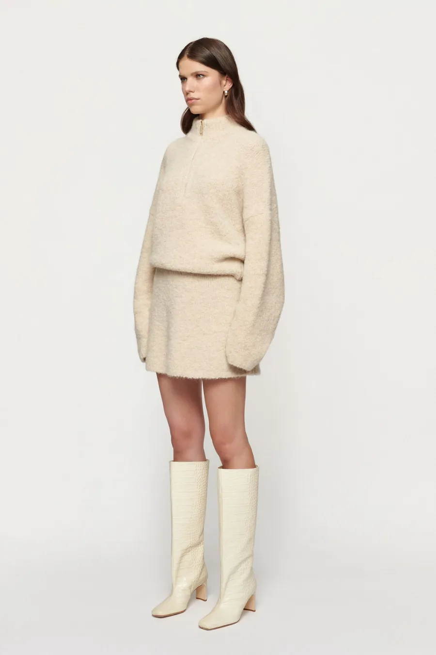 Boyd Boucle Half Zip Alabaster