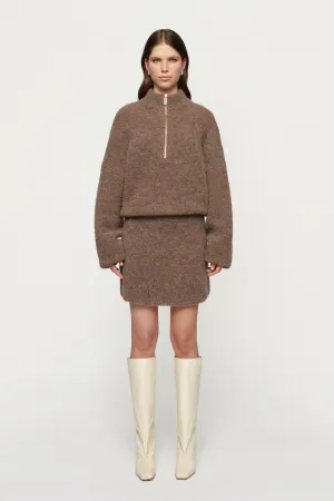 Boyd Boucle Half Zip Walnut
