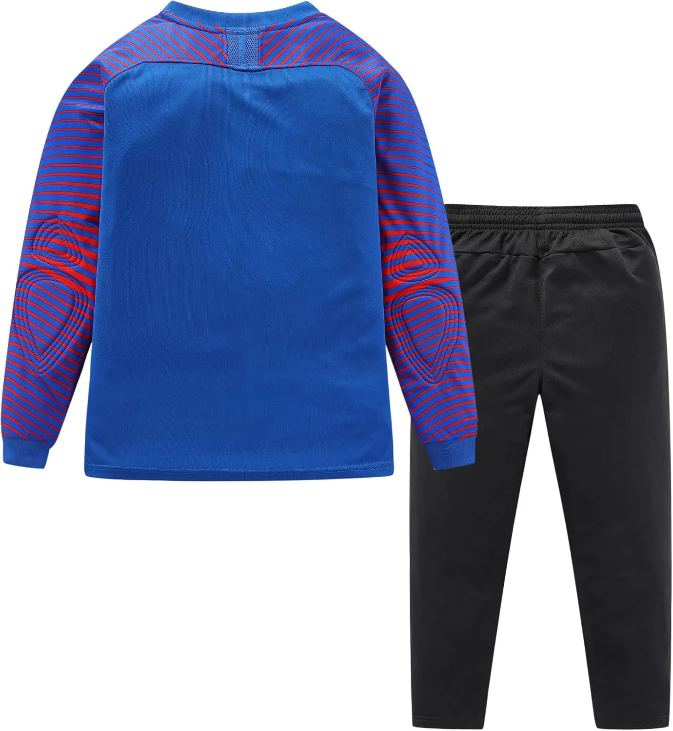 Boys Padded Goalkeeper Soccer Jersey and Pants Long Sleeve Goalie Uniform Kit for Kids and Youth