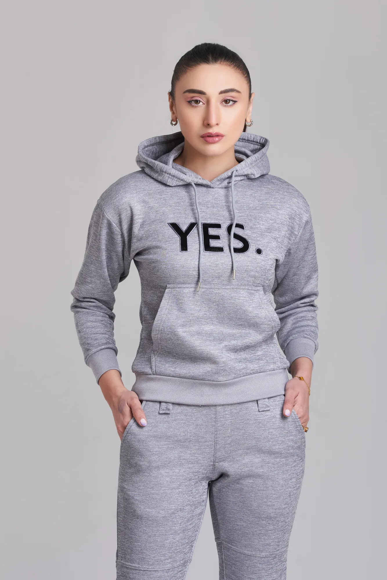 Braves-Vibes Gray Hoody Tracksuit - Women