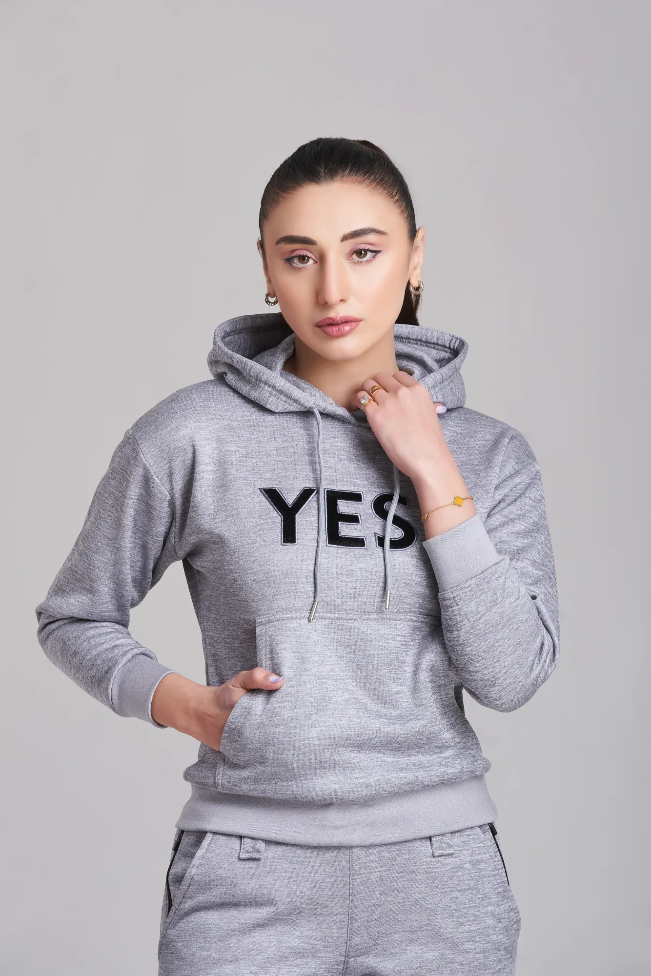 Braves-Vibes Gray Hoody Tracksuit - Women