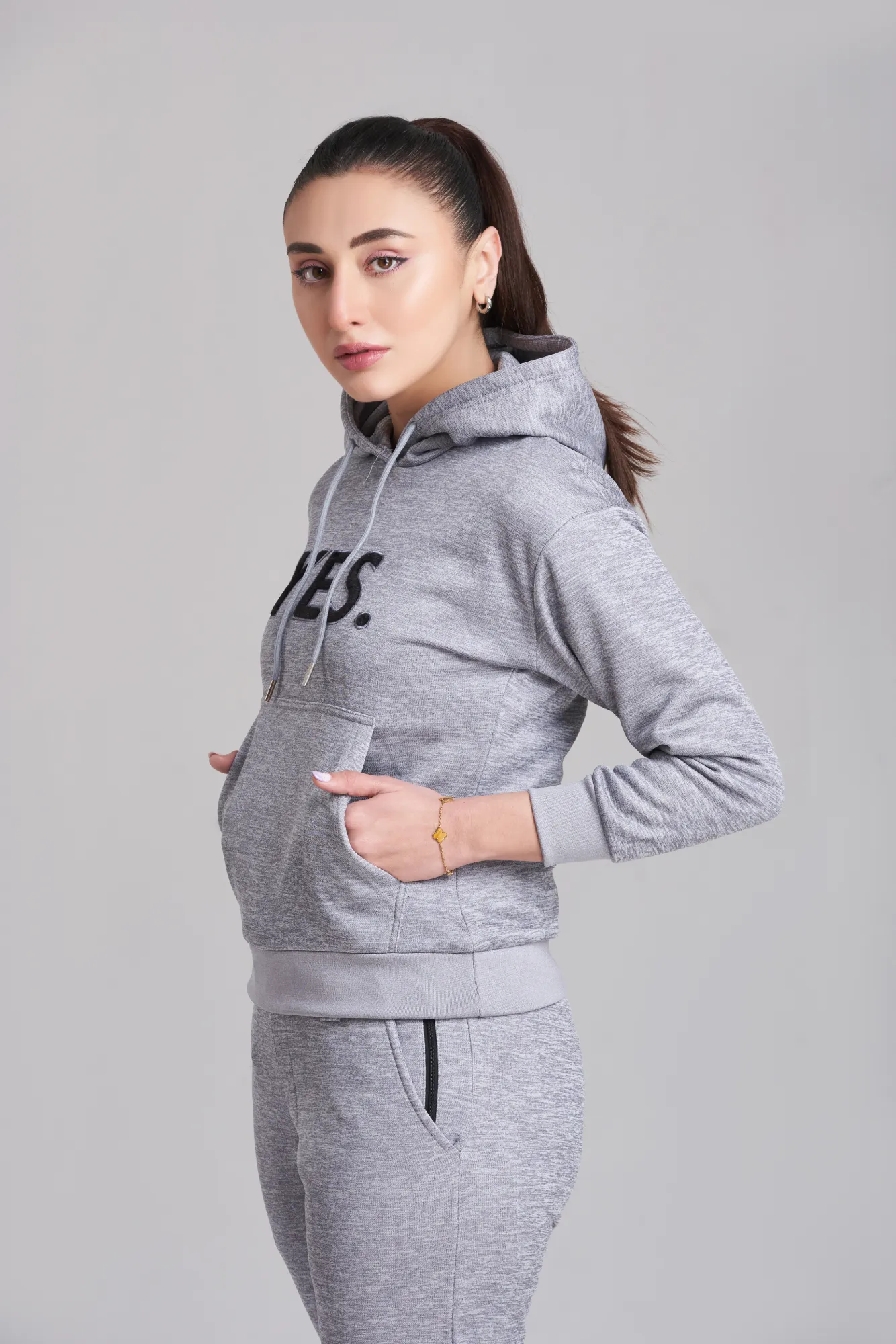 Braves-Vibes Gray Hoody Tracksuit - Women