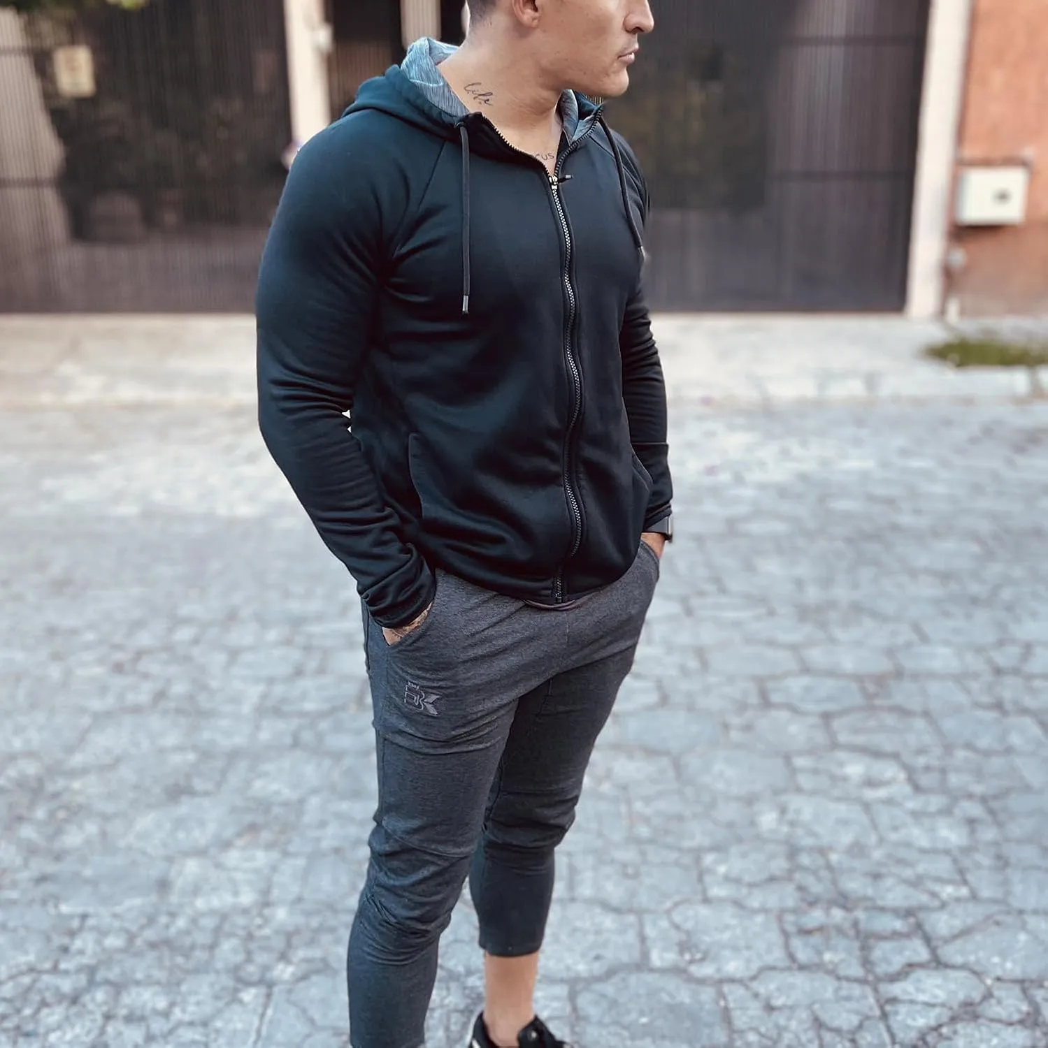 BROKIG Mens Jogger Sport Pants, Casual Zipper Gym Workout Sweatpants Pockets