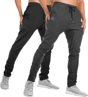 BROKIG Mens Jogger Sport Pants, Casual Zipper Gym Workout Sweatpants Pockets