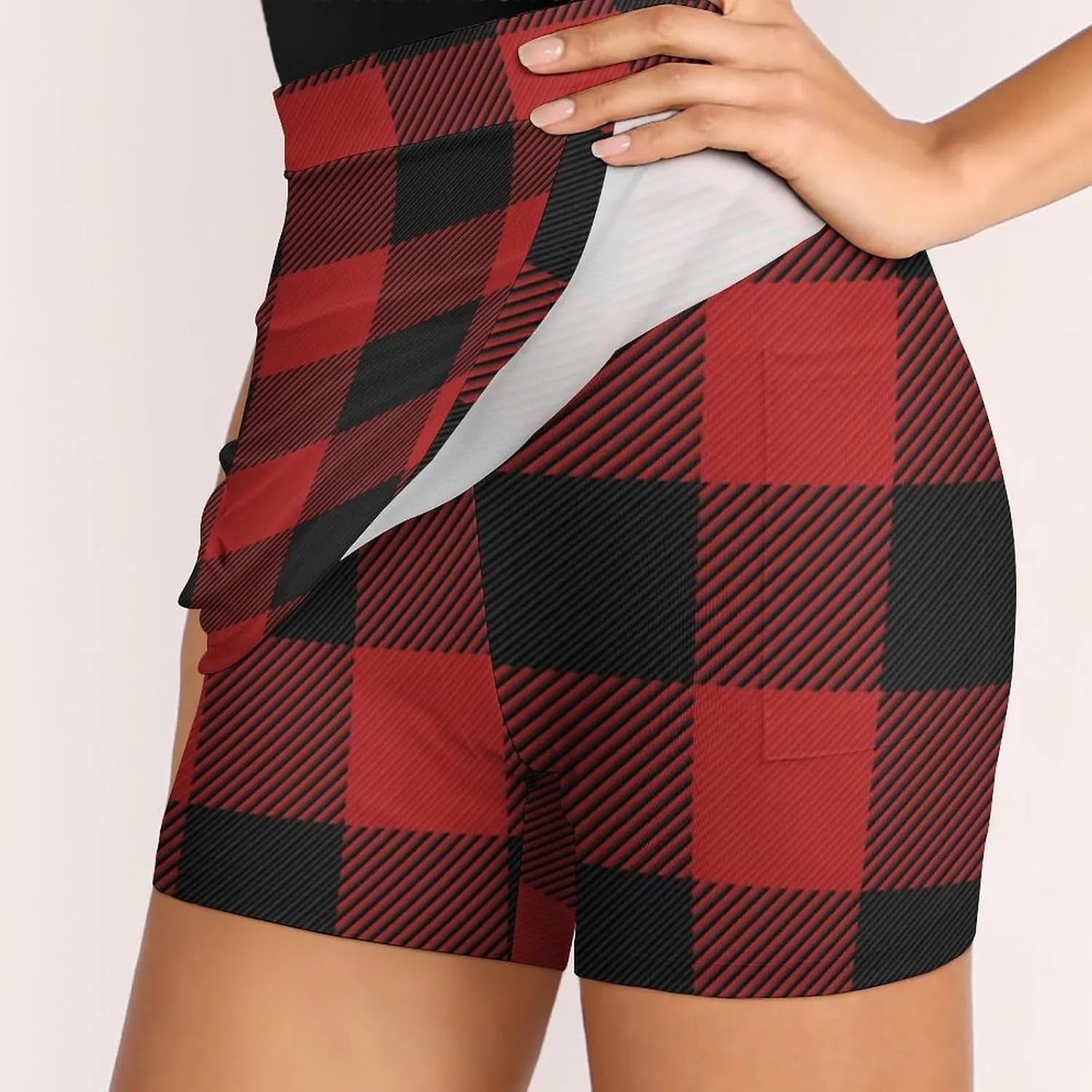 Buffalo Scottish Tartan Plaid Checkered Women's Skort Athletic Skirt Golf Skorts A-line Skirts with Built-in Shorts Pockets