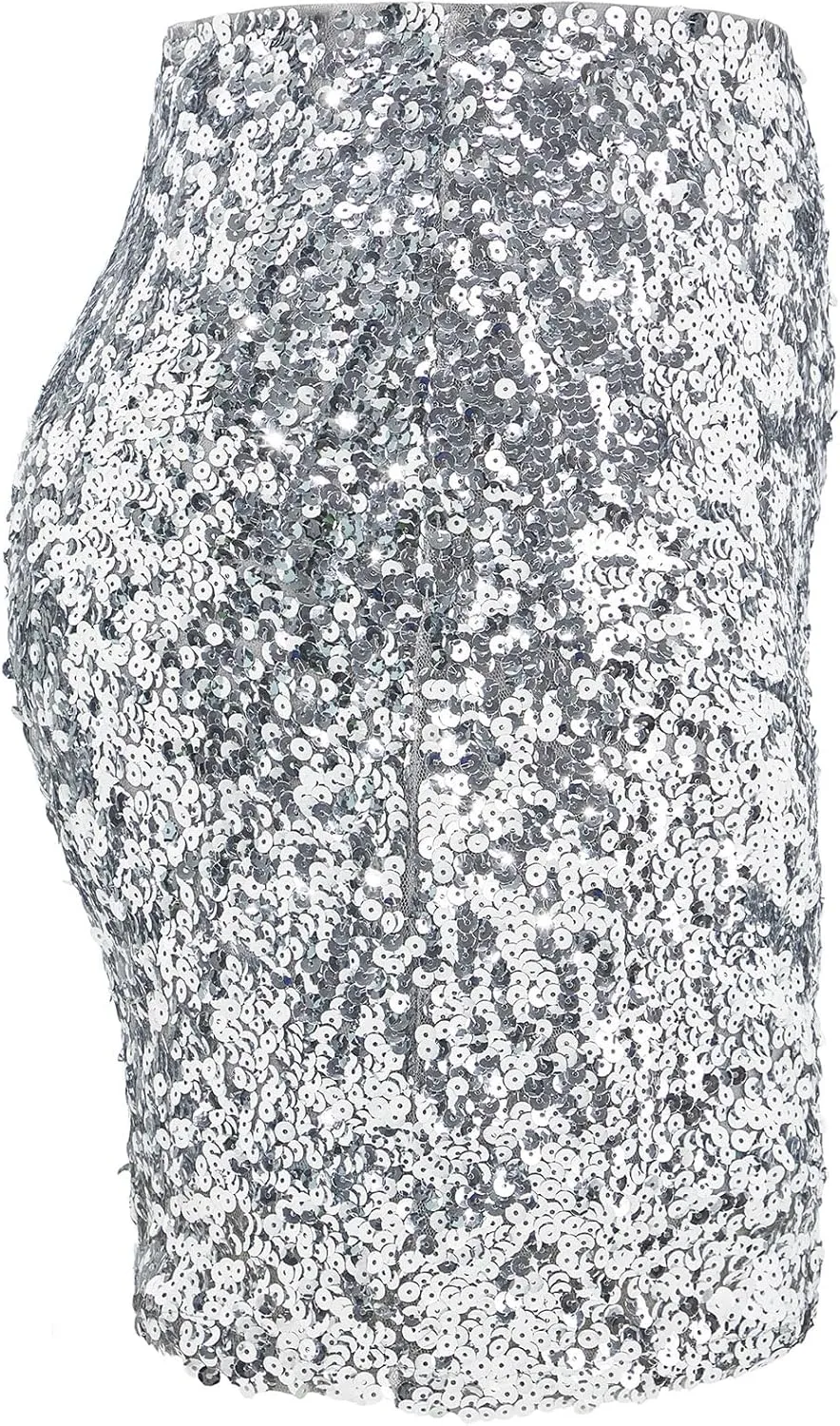 Century Star Sequin Skirt Sparkly Mini Skirts for Women High Waist Bodycon Glitter Club Night Out Party