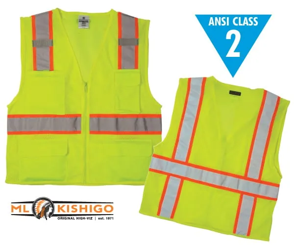 Class 2 Ultra-Cool Multi-Pocket Vest - Lime - 3X